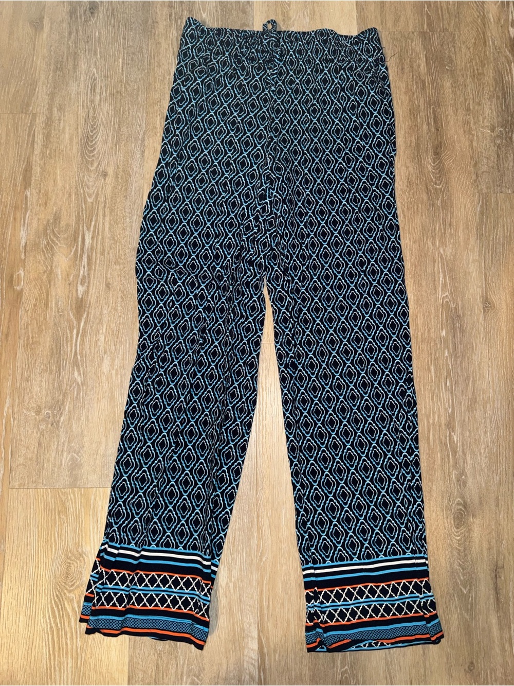 Crown & Ivy Navy Multi Geometric Wide-Leg Pants